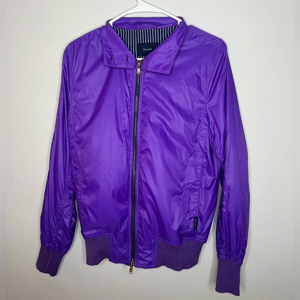 FACONNABLE Women's Size Medium Purple Jacket Lined Pattern Zip Up Button - Picture 13 of 14